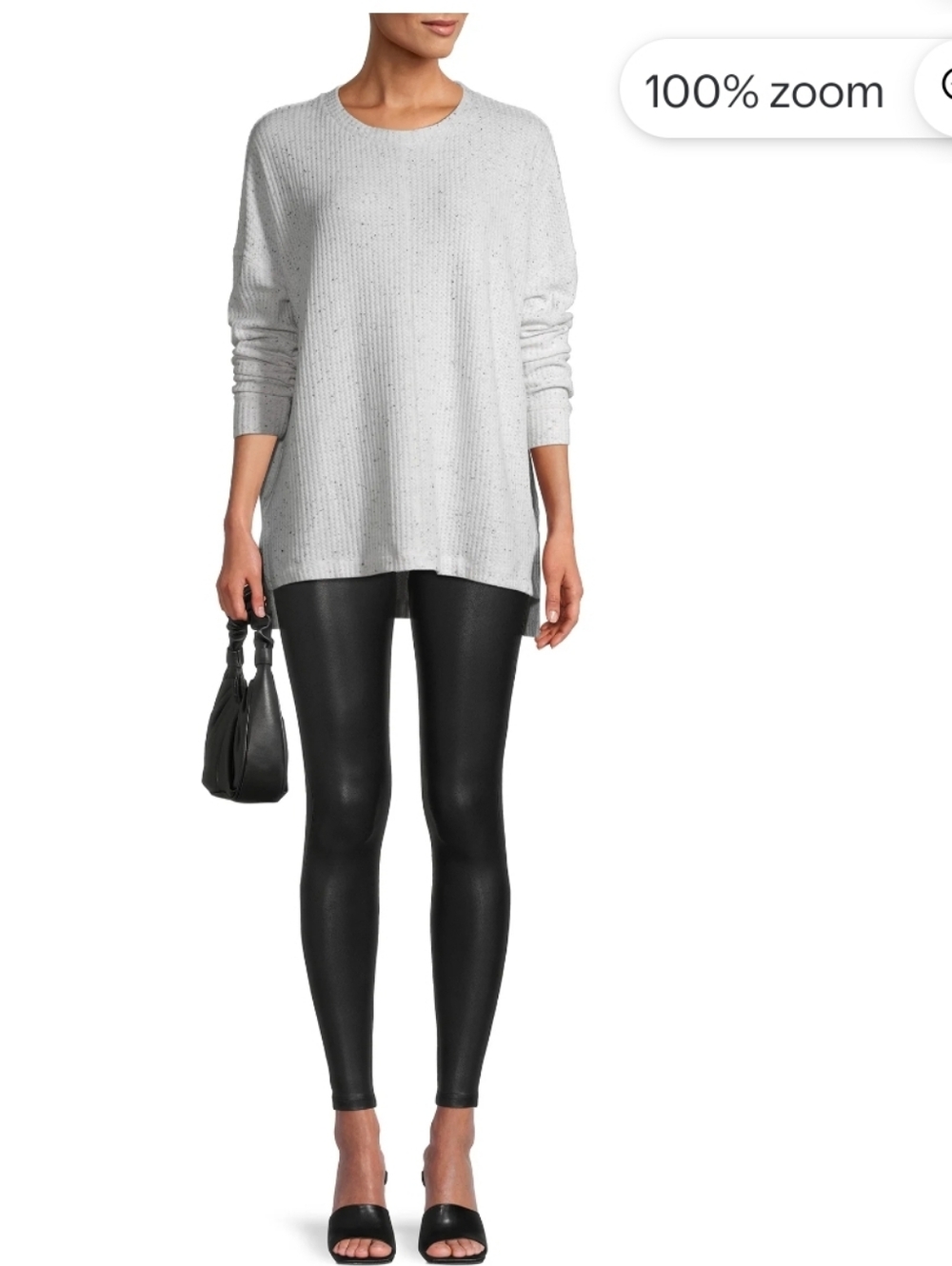 Time and Tru Women's Faux Leather Leggings, Full Length Black - Picture 8 of 8